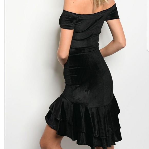 💦clearance /BLACK VELVET DRESS - Picture 3 of 3